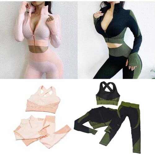 Women Girl Seamless Yoga Suit Crop Top Legging Bra Pants Gym Workout Fitness Set