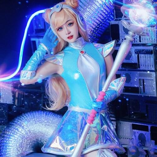 LOL Space Groove Lux Cosplay Costume Women Sexy Dress Laser Skirt Full Set Halloween Carnival Uniforms Game Outfit Custom Made