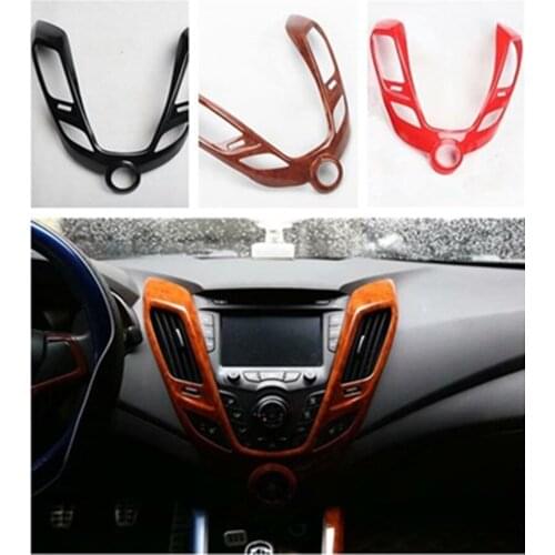 1pc Car stickers ABS carbon fiber grain Control button decorative frame for 2011-2016 Hyundai Veloster Hatchback