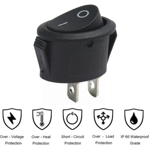 1PCS KCD1 Round Black 3 Pin SPST 3 Position ON-OFF-ON 220V ON-OFF 10A Switch 125V Boat 2 Position Rocker 6A W1X1