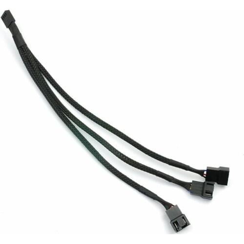 1PC 27cm Computer Case Fan Power Cable 4Pin PWM Fan Cable Cooling 1 to 3 Ways Splitter Sleeved Extension Braided Cable