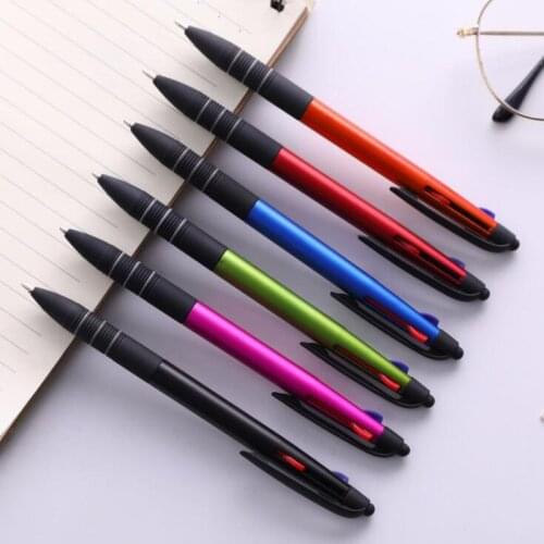 2pc Touch Screen Three-Color Pen Ballpoint Pen, Rubberized, Smooth Writing Sleeve, Signature Pen, Office Student Stationery Gift