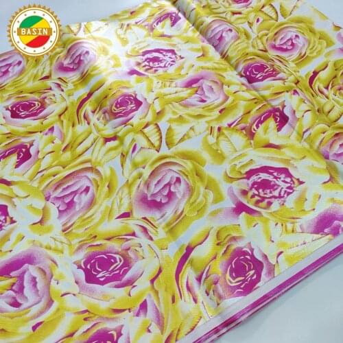 3 Meters Rose Red Printed Bazin Riche Gextczer For Nigeria Women Party Dresses Manual Gilding Shiny 100% Cotton Bazin Riche Lace