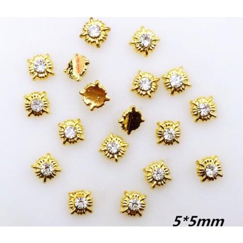 20pcs/pack Japan Alloy Nail Art 3D Gold Cross with Rhinestone Metal Accessories for Phototherapy Nail Sticker DIY