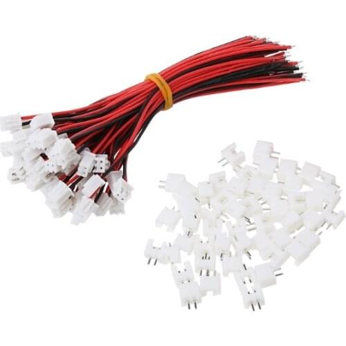 50 Sets JST XH 2.5-2 Pin Battery Connector Plug Female & Male with 120MM Wire