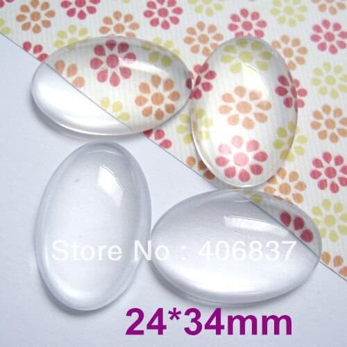 50pcs/lot, Good Quality 24X34mm Dome Oval Transparent Clear Magnifying Glass Cabochon