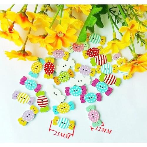 50pcs/lot mixed Candy buttons scrapbooking products accessories crafts wooden buttons