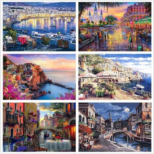 5D diamond painting city street view diamond embroidery by number adult oil painting cross stitch kit mosaic gift home decoratio