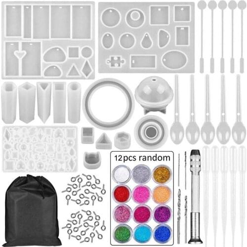 83/94PCS Silicone Mold For Resin DIY Clay Epoxy Resin Casting Molds And Tools Set With A Bag For Diy Jewelry Craft Making