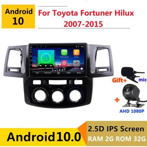Android 10.0 car radio auto stereo for Toyota Fortuner Hilux 2007 2008 2012 2014 navigation GPS DVD Multimedia Player