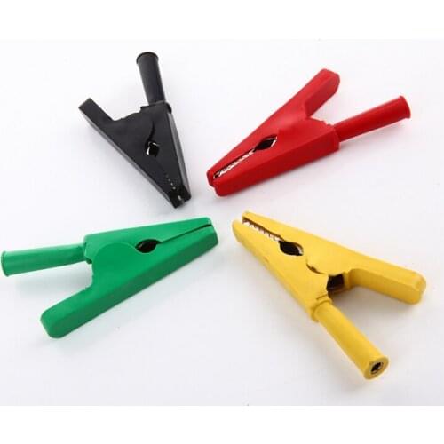 Free shipping 10pc 82mm Crocodile Clamp Power Clip 4mm hole Alligator clip Plug-in high voltage all-inclusive jacket 50A