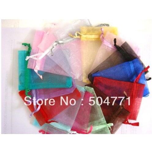 Free Shipping 500pcs/lot Organza Bags 9x12cm Christmas Wedding Gift Bags Jewelry Bags Gift packing Pouches,mix random colors