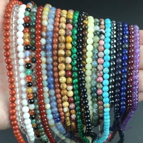 2 3 4mm Natural Agates Garnet Jades Quartz Amazonite Crystal Stone Beads Round Loose Beads For Jewelry Making DIY Bracelet 15