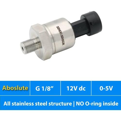 0 5V signal pressure sensor, No organic materials, G1 8 thread, pressure 100, 200, 250, 400, 600 kpa abs, 1 to 10 mpa absolute
