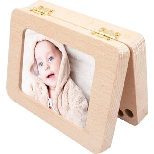Wooden Photo Frame Baby Tooth Box Organizer Milk Teeth Storage Umbilical Lanugo Save Collect Baby Souvenirs Gifts