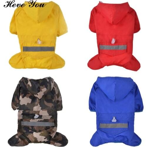 Heve You Raincoat Reflective Strip Pet Dog Clothes Raincoat For Small Medium Puppy Dog Raincoat Waterproof Dogs Hoodie 4 Color