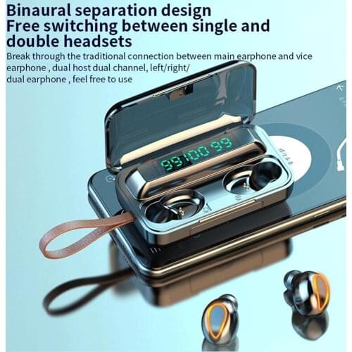F9 TWS Bluetooth 5.0 8D Stereo Wireless Earbuds Sports Heavy Bass Earphone HiFi Wireless Headset with Mic LED Display Case