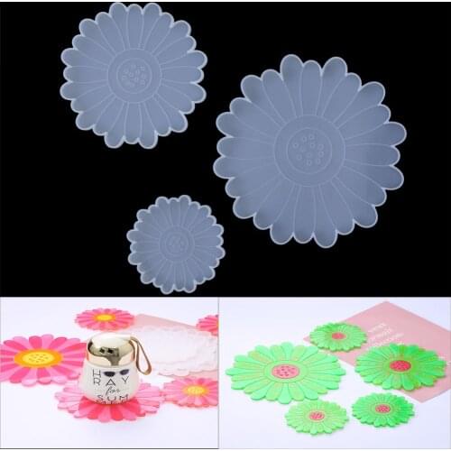 Flower Shape Silicone Cup Pad Mold Round Daisy Coaster Silicone Mould For DIY Handmade Crafts Table Decoration Making Tools