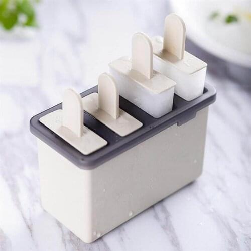 Ice Cream Mold Creative 4-Cavity Food Grade Plastic Ice Pop Mold Ice Cube Mold for Kitchen Homemade DIY Cream Molds