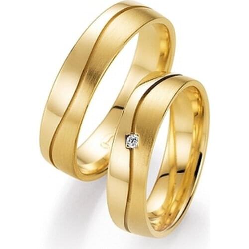 Custom tailor Elegant Jewelry yellow Gold Plating titanium engagement wedding bands rings sets for him and her ladies