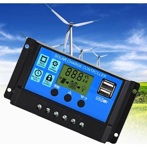 Solar Controllers for Home 10A /20A /30A LCD MPPT Solar Panel Battery Regulator Charge Controller Dual USB with 12V/24V