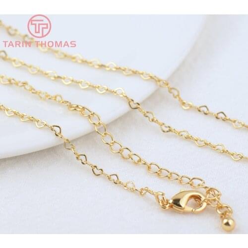 2PCS Length 46CM Thickness 2MM 24K Gold Color Brass Finished Necklace Chain High Quality DIY Jewelry Making Findings Accessories