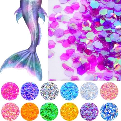 1 Bottle 2g Fish Scale Nail Sequins Mermaid Hexagon Glitter Sheets For DIY Manicure Nail Art Tips Decorations