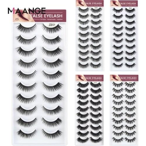 MAANGE 10 Pair Natural False Eyelashes Fake Lashes Long Makeup 3d Mink Lashes Extension Eye lashes Mink Eyelash Beauty Cosmetics