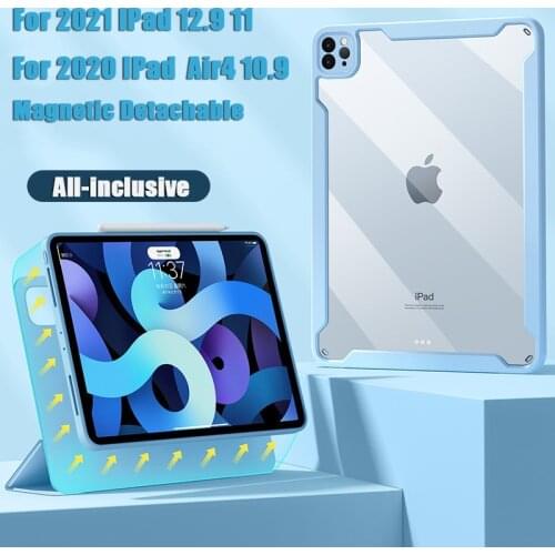Magnetic Detachable Trifold Protective Tablet Case for IPad Pro 2021 2020 12.9 11 Air 4 10.9 Cases Multi-Fold Anti-fall Cover