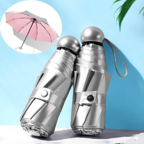 UV Paraguas 8 Ribs Pocket Mini Umbrella Anti Sun Umbrella Rain Windproof Light Folding Portable Umbrellas for Women Men Children