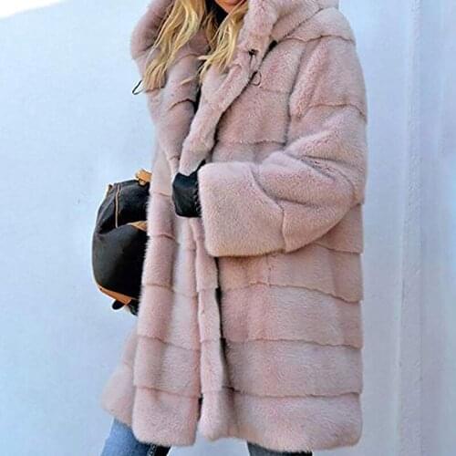 Fashion Ladies Coat Plus Size S-4XL Faux Fur Coat Winter Fashion Imitation Fur Coat Womens Warm Top Elegant Thick Coat