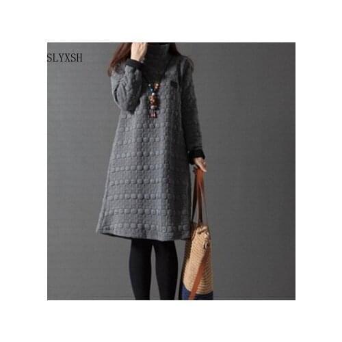 2018 New Turtleneck Loose Maternity Dresses Fall Winter Maternity Clothes Thick Pregnant Women Lactation Vestido Plus Size