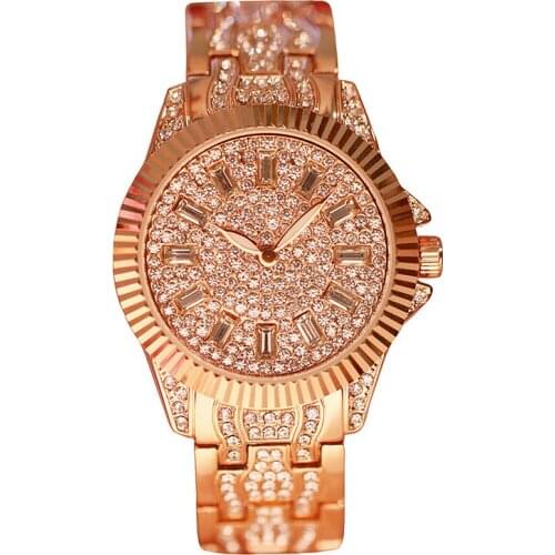 New Hot Sale Famous Brand Bling Watch Women Luxury Austrian Crystal Watch Rose Gold Shinning Diomand Rhinestone Bangle Bracelet