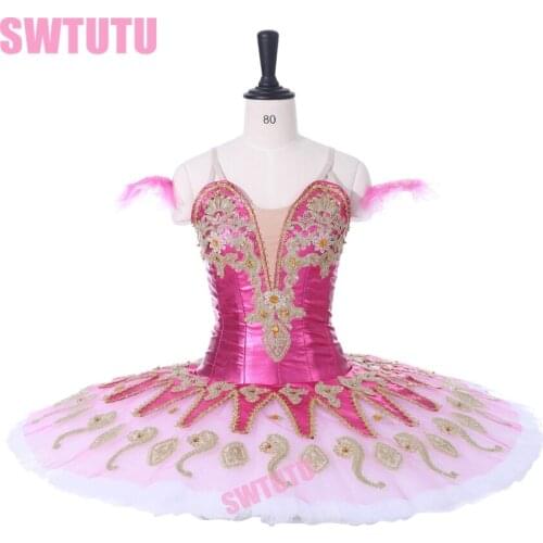 News rose red peformance ballet tutu princess florina women pancake ballet tutu professional ballet stage costume BT9134G