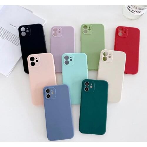 Square Frame Solid Color Phone Case for HUAWEI Y6 Y7 2019 Y6PRO Y7A Y9A Y7P 2020 PMART 2021 Soft Silicone Full Protection