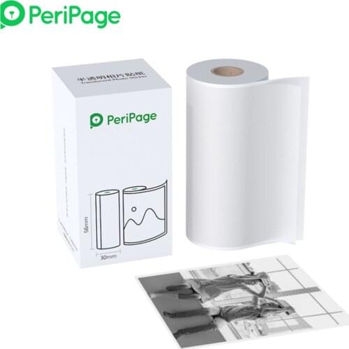 PeriPage 56 x 30mm Translucent Photo Sticker BPA-Free Adhesive Thermal Paper Roll Sticky Paper Waterproof for PeriPage A6/A8/A9