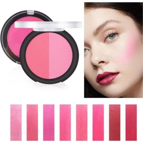 Portable Rouge Repairing Blush Two-color Palette Highlight Delicate Face-lift Natural Long Lasting Face Makeup TSLM1