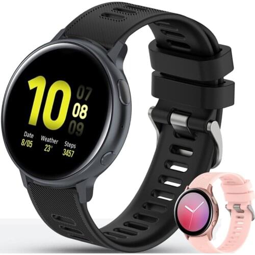 For Samsung galaxy watch Active 2 40mm 44mm Strap Silicone Watchband Wristband 20mm Watch Band Twill Bracelet correa Active2