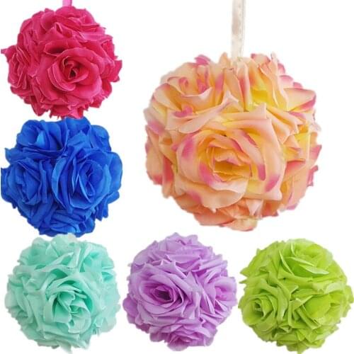 New fashion 15CM Artificial Silk Flower Balls for Wedding Decoration Rose Wedding Ball Hanging Flower Ball Event Party Supplies