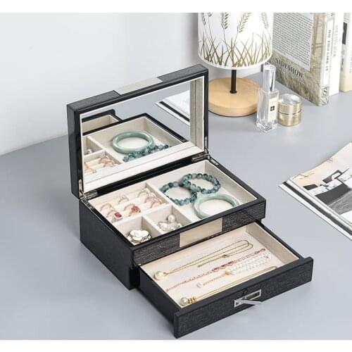 High-End Jewelry Box Princess European Luxury Wedding Large Capacity Jewelry Cosmetics Integrated Storage Box