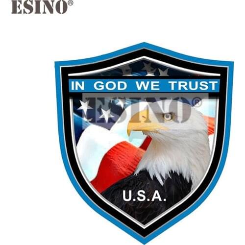 Car Styling Creative In God We Trust USA Blue Line Shield Eagle Decal Cartoon PVC Waterproof Car Body Sticker Pattern Vinyl