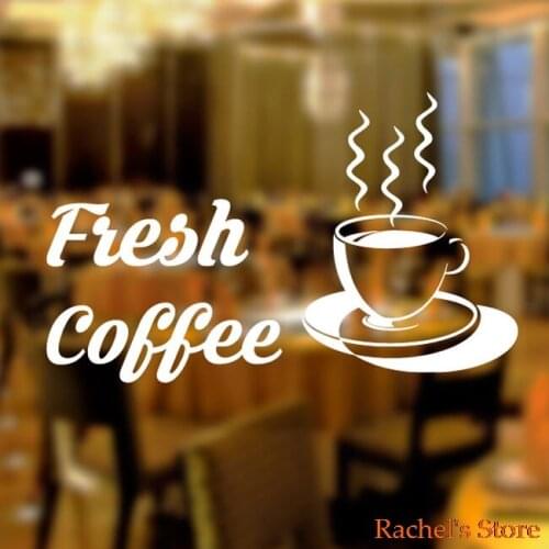 Fresh Coffee Takeaway cup Cafe Shop vinyl sticker Window Lettering Wall art sign decor