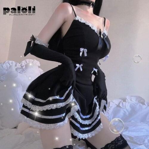 Maid Uniform Bow Princess Multi-storey Cake Skirt Sexy Lingerie Cosplay French Servant Costume Babydoll Dress Erotic Role Play