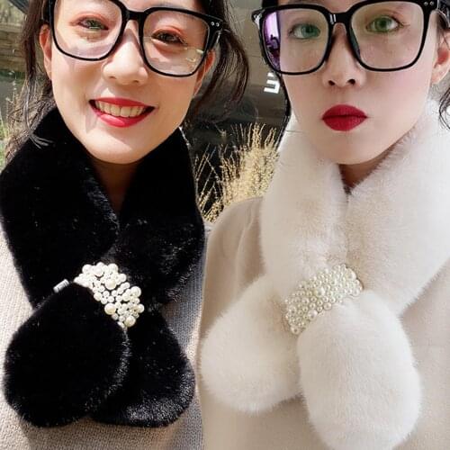 Faux Rabbit Fur Collar Kids Natural Fur Scarf Winter Female Outdoor Warm Circle Loop Scarf Faux Rabbit Fur Neck Wrap Gaiter