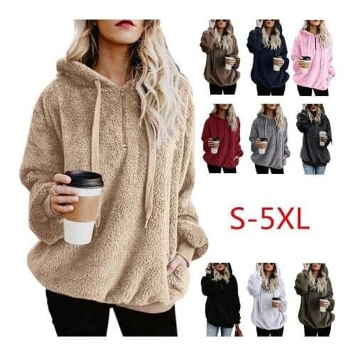 Sweatshirt Hoodies Women 2021 Hot Style Pure Color Long Sleeve Hooded womens Fleece Woollen shirt clothing YSY010