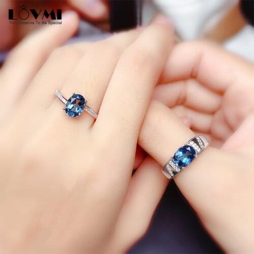 Luxury Blue Stone Women Rings 925 Sliver Aquamarine Gemstone Open Adjustable Accessories Couple Rings Elegant Engagement Jewelry