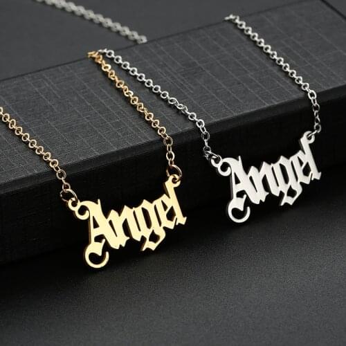Stainless steel angel babygirl english letter charm necklace pendants mother lovers girlfriend choker jewelry gift
