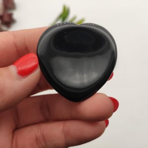 1pcs natural obsidian thumb heart Healing quartz Crystal therapy craft Reiki treatment Minerals stones