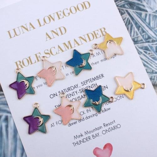 10pcs/lot Star moon Enamel Contrast Two-color Charm For Fashion Jewelry Makings Bracelet DIY Earrings Necklace Findings XL844