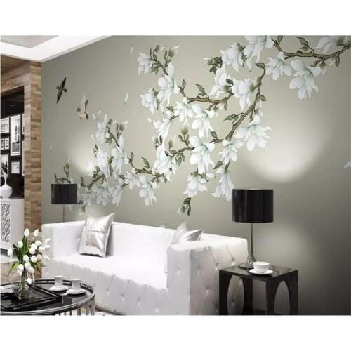 Beibehang Custom wallpaper pen magnolia bird bedroom living room background wall home decoration porch TV 3d wallpaper murals